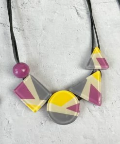 Zsiska Abba 5 Bead Adjustable Necklace, Pink