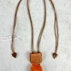 Zsiska Ava 2 Bead Pendant Necklace, Orange