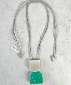 Zsiska Ava 2 Bead Pendant Necklace, Turquoise