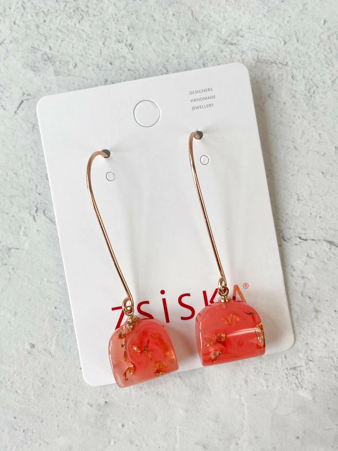 Zsiska Zsiska Ava Long Wire Drop Earrings, Orange
