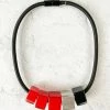 Zsiska Bliss 5 Cube Bead Necklace, Silver/Red