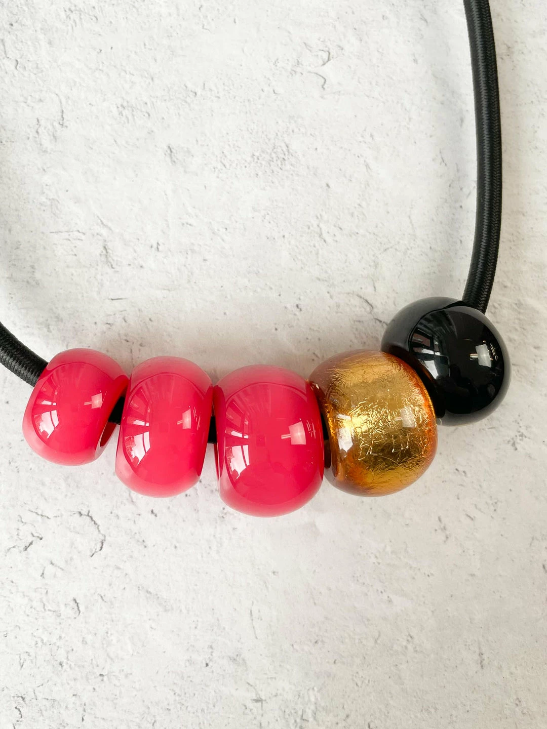 Zsiska Bliss 5 Round Bead Necklace, Gold/Pink Zsiska