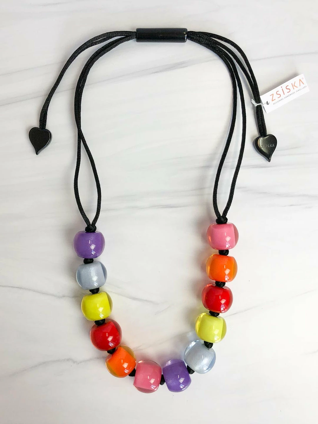 Zsiska Colorful Beads 12 Bead Adjustable Necklace, Spectrum