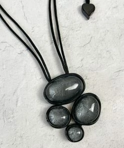 Zsiska Glam 4 Bead Pendant Necklace, Anthracite Zsiska