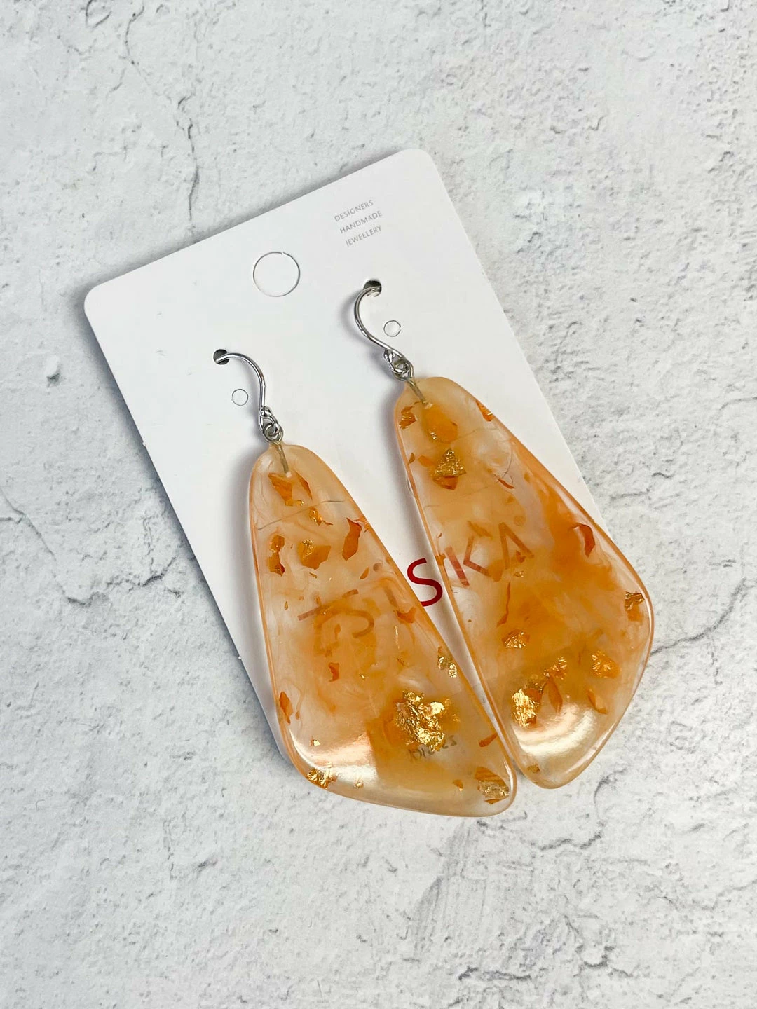 Zsiska Kamala Large Wire Drop Earrings, Orange