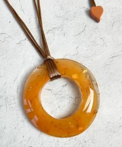 Zsiska Kamala Round Pendant Necklace, Orange Zsiska