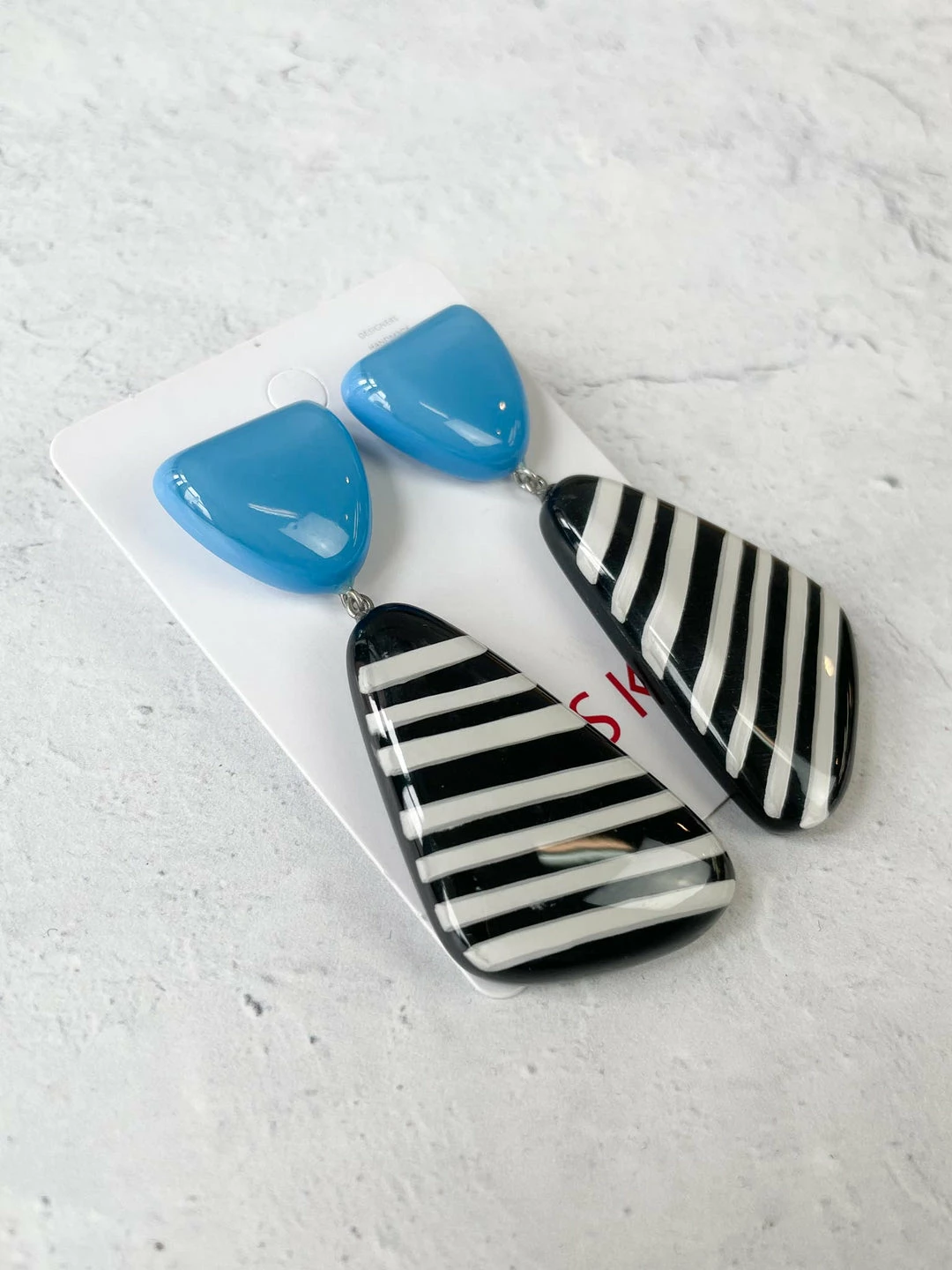 Zsiska Olivia 2 Bead Post Drop Earrings, Blue Zsiska