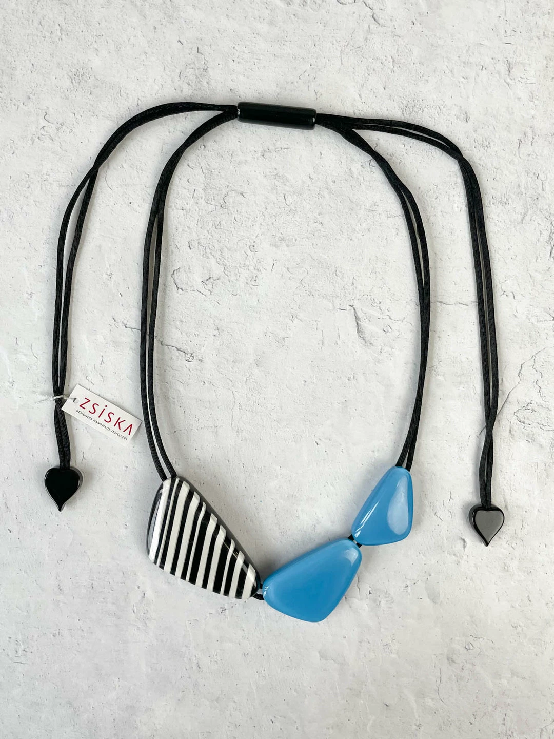 Zsiska Olivia 3 Bead Adjustable Necklace, Blue Zsiska