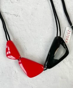 Zsiska Zsiska Olivia 3 Bead Adjustable Necklace, Red