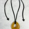 Zsiska Organic Round Oval Pendant Necklace, Mustard Zsiska
