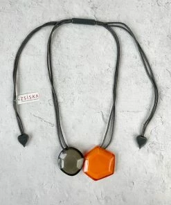 Zsiska Playa 2 Bead Adjustable Necklace, Orange Zsiska