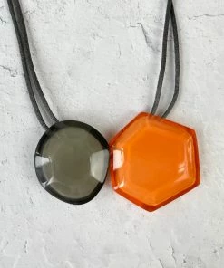 Zsiska Playa 2 Bead Adjustable Necklace, Orange Zsiska