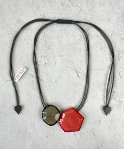 Zsiska Playa 2 Bead Adjustable Necklace, Pink Zsiska