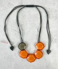 Zsiska Zsiska Playa 5 Bead Adjustable Necklace, Orange