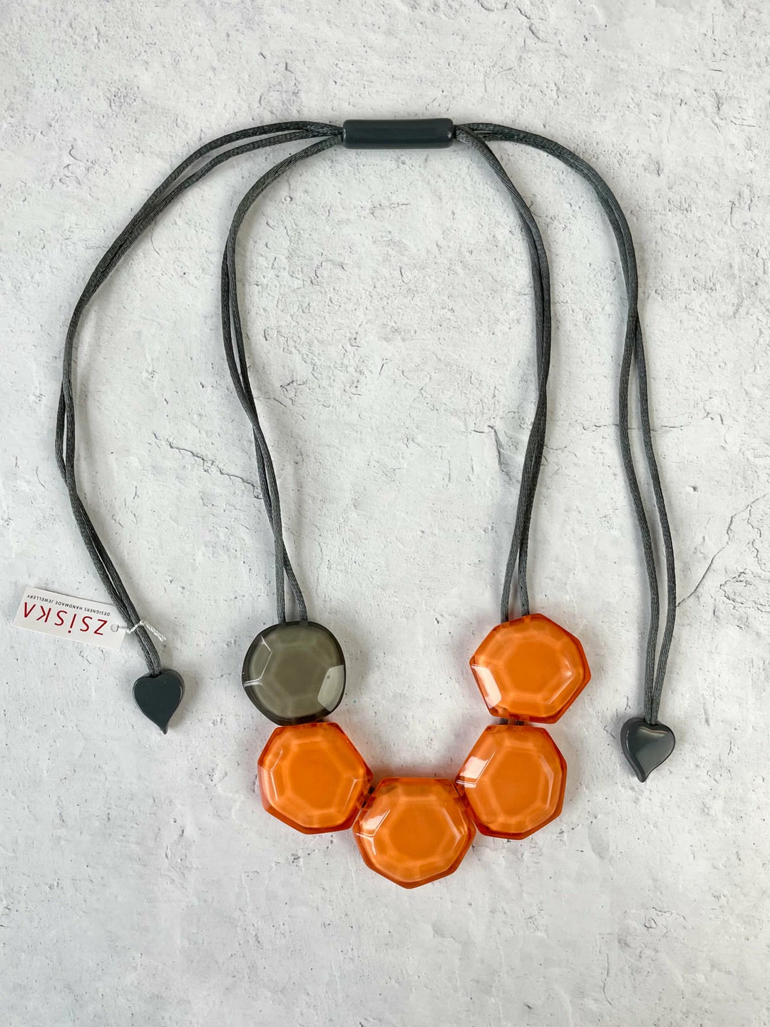 Zsiska Zsiska Playa 5 Bead Adjustable Necklace, Orange