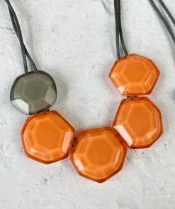 Zsiska Zsiska Playa 5 Bead Adjustable Necklace, Orange