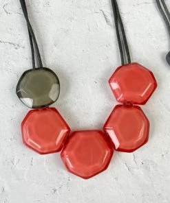 Zsiska Playa 5 Bead Adjustable Necklace, Pink