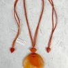 Zsiska Sabaai Round Pendant Necklace, Orange Zsiska