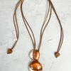 Zsiska Luxus Small 2 Bead Pendant Necklace, Copper