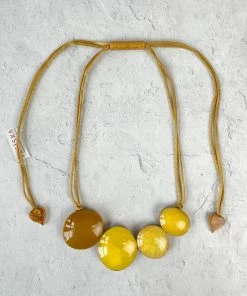 Zsiska Sophia 4 Bead Bib Necklace, Yellow