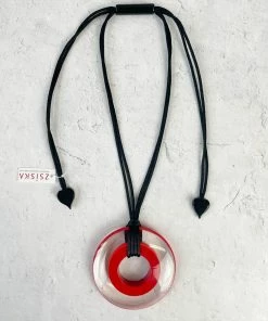 Zsiska Vida Round Pendant Necklace, Red