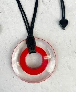 Zsiska Vida Round Pendant Necklace, Red