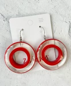 Zsiska Vida Wire Drop Earrings, Red